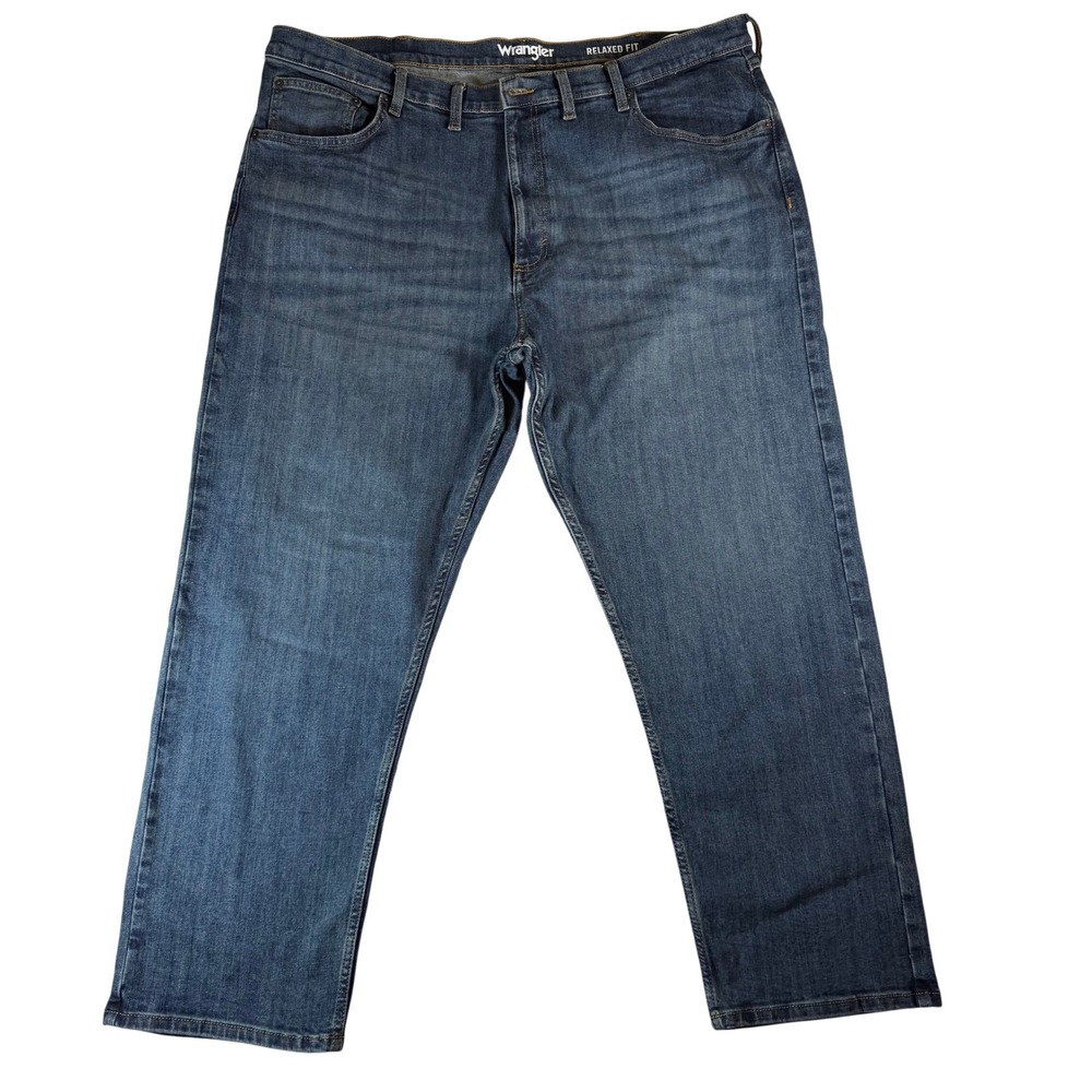 Wrangler Men's Relaxed Fit Stretch Jeans Size 44x29 Blue Straight Leg Denim